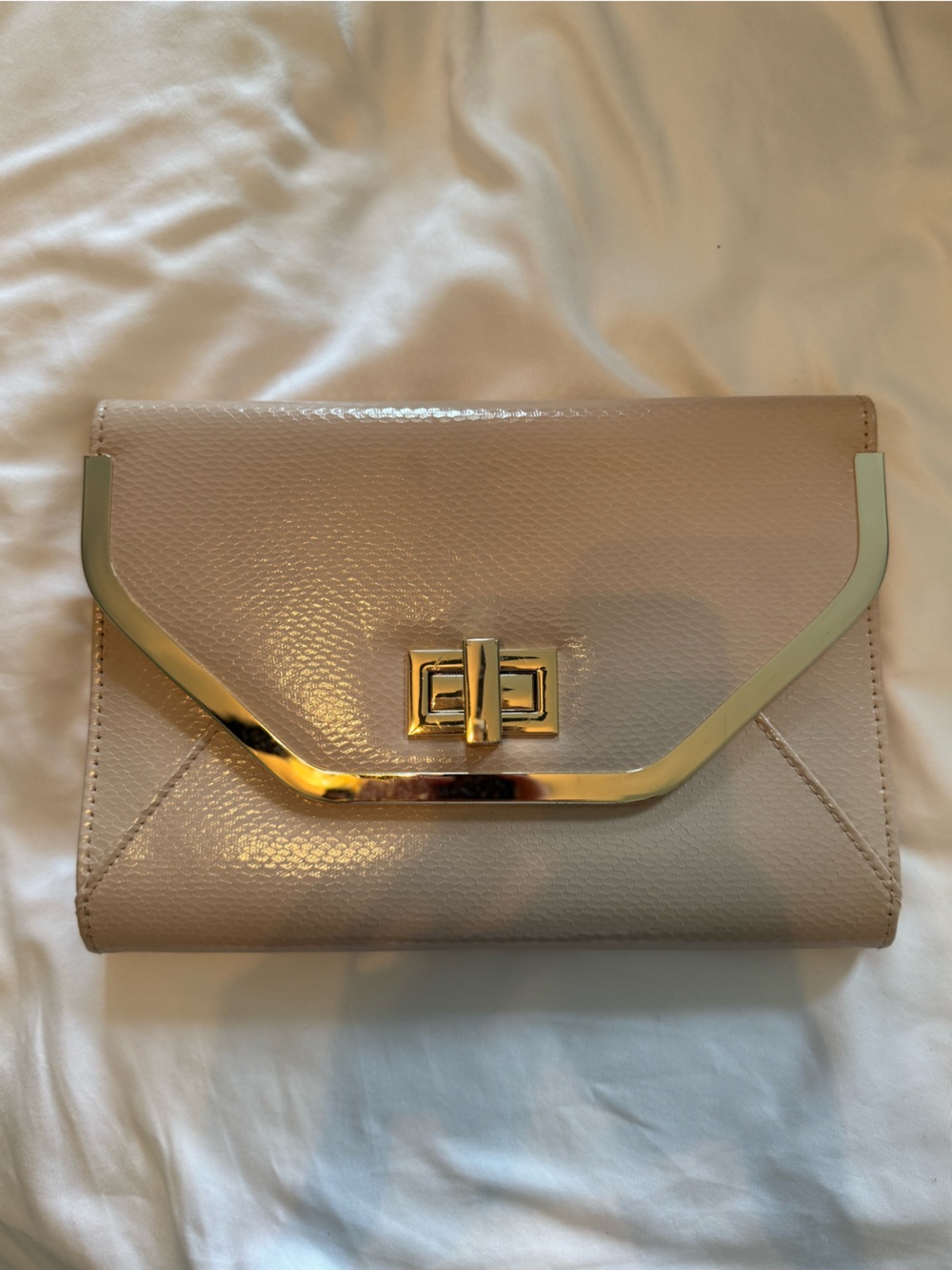 ALDO Blush Nude Envelope Clutch Crossbody Bag - Gold Hardware